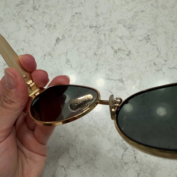 NEW Celine Women's Triomphe Metal CL40235U Sunglasses Shiny Endura Gold / Green - Picture 7 of 7